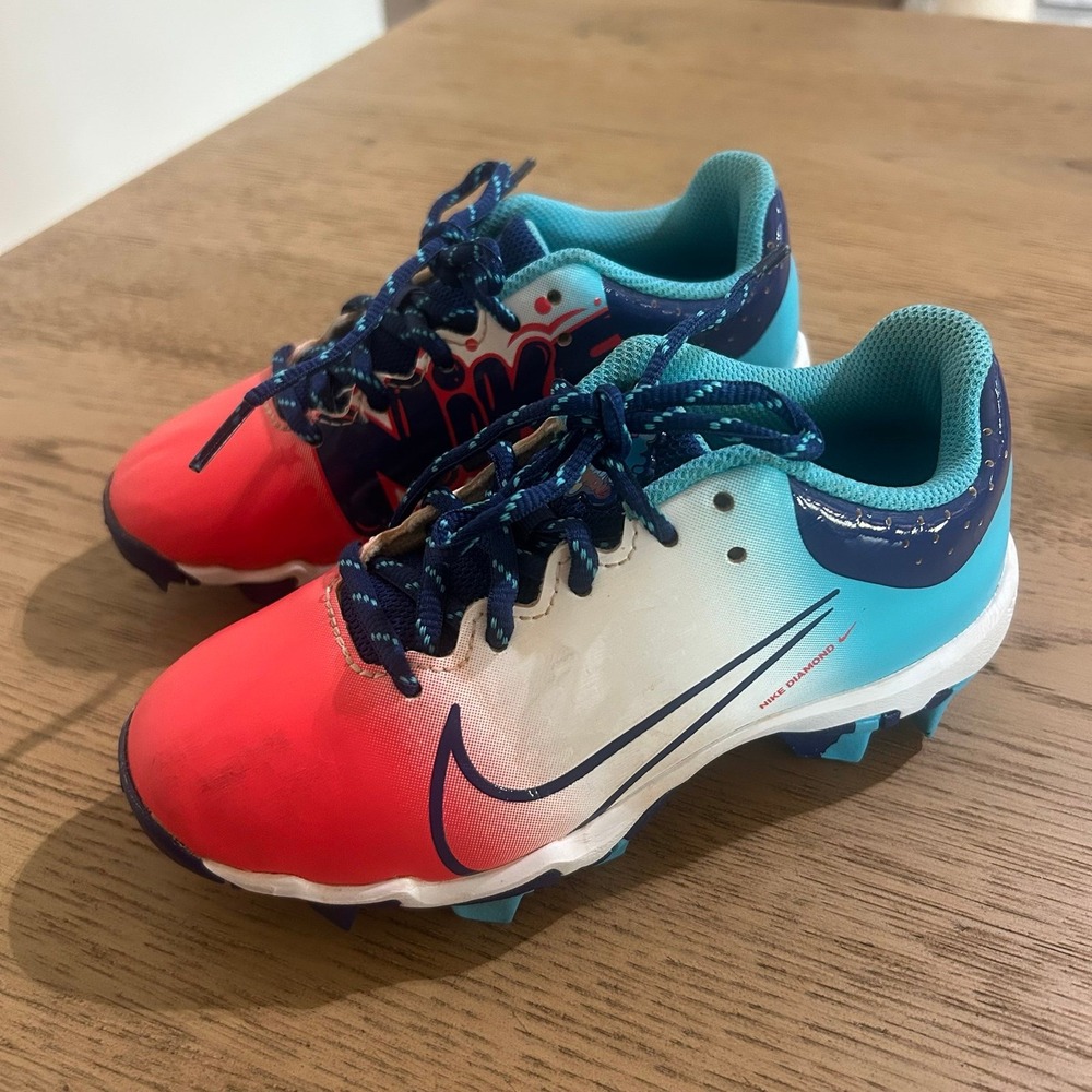 Nike Kids' Hyperdiamond 4 Keystone Softball Cleats Crimson/Royal Blue 1.5Y